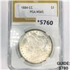 Image 1 : 1884-CC Morgan Silver Dollar PGA MS65