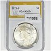 Image 1 : 1925-S Silver Peace Dollar PGA MS63+