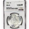 Image 1 : 1922 Silver Peace Dollar NGC MS63