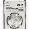 Image 1 : 1922 Silver Peace Dollar NGC MS63