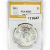 Image 1 : 1921 Silver Peace Dollar PGA MS63 High Relief