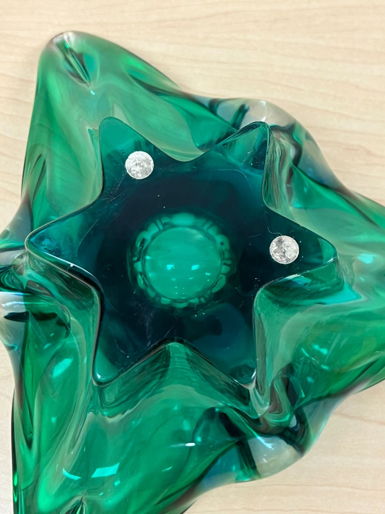 Vintage Blue & Green Chalet / Lorraine / Edag Canadian Art Glass Large