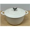 Image 1 : Pioneer Woman Cast Iron Pot with Lid - larger (approx: 13"W 5"T) light signs of use