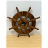 Image 7 : Nautical Ship Wheel / Captains Wheel Wall Clock - approx: 21". Appears working