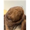 Image 8 : Brown Fur Coat with Matching Hat (about: 17" shoulder to shoulder; 42" shoulder to bottom)