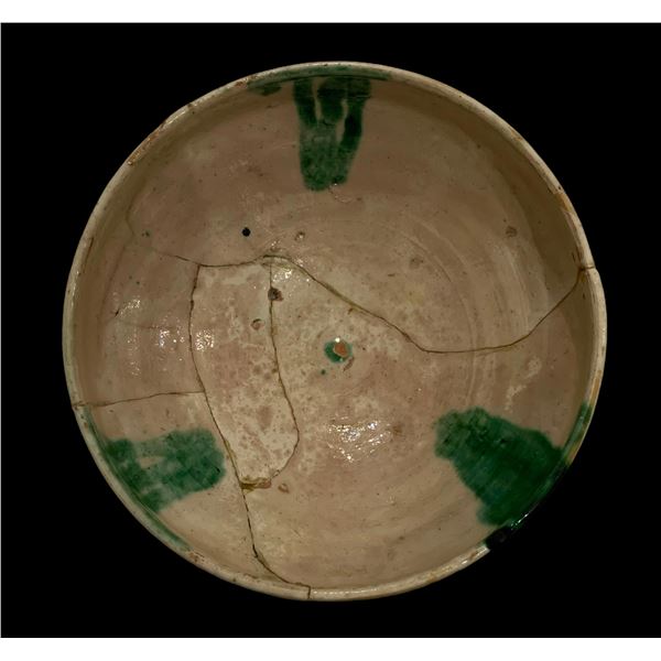 ISLAMIC ABBASID GREEN SPLASHED BOWL 10TH CENTURY