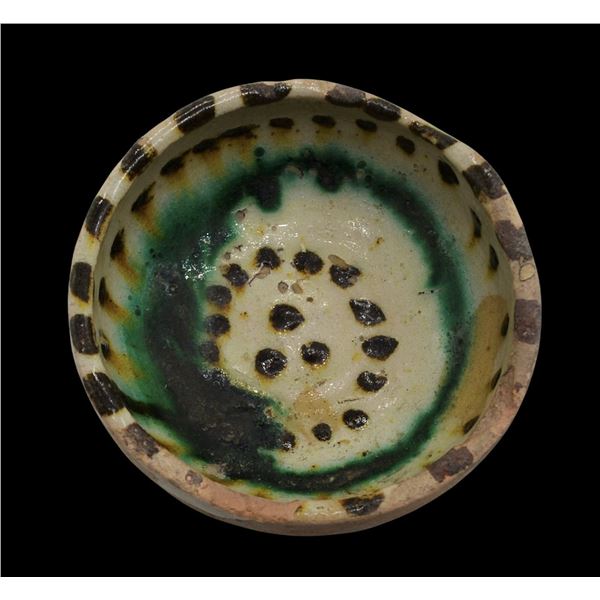 ANCIENT ISLAMIC ABBASID SPLASHED BOWL 9TH-10TH CENTURY