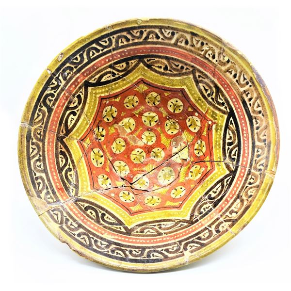 LARGE ISLAMIC NISHAPUR DECORATED BOWL 10TH CENTURY
