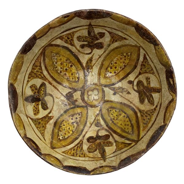 ISLAMIC ABBASID POLYCHROME LUSTRE POTTERY BOWL 9TH CENTURY