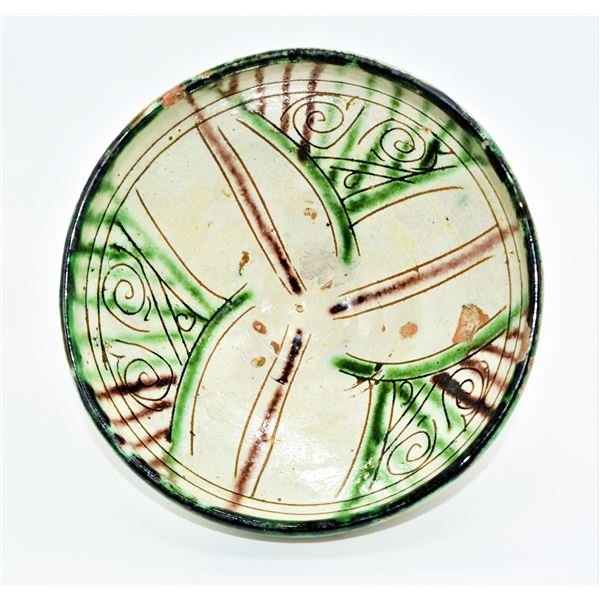 INTACT ISLAMIC SGRAFFIATO POTTERY BOWL 12TH CENTURY