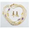 Image 1 : A BEAUTIFUL SET OF PEARL & GEMSET NECKLACE WITH EARRINGS