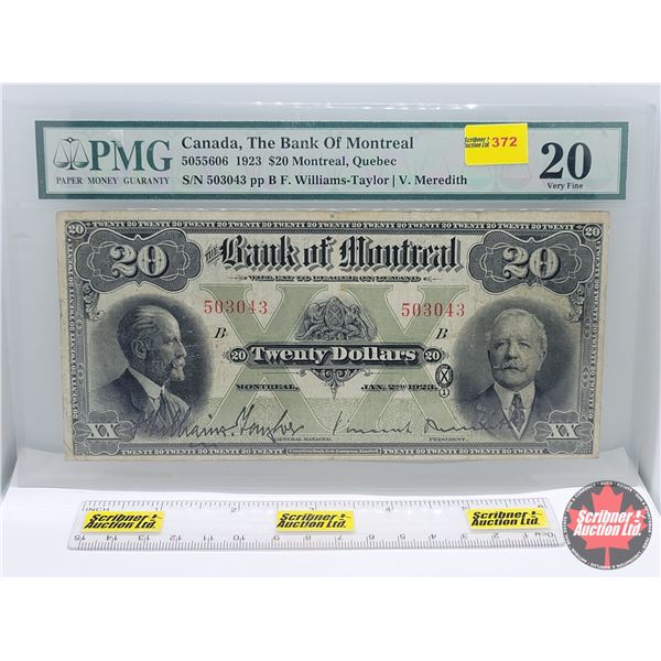 Bank of Montreal $20 Bill 1923 (PMG Certified : 20 Very Fine) (See Pics ...