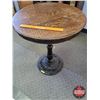 Image 1 : Round Oak Top / Cast Iron Base Pedestal Table (29"H x 24" Dia) (SEE PICS!)