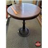 Image 3 : Round Oak Top / Cast Iron Base Pedestal Table (29"H x 24" Dia) (SEE PICS!)