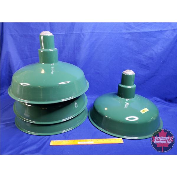 4 Green Outdoor Enamel Light Fixtures (10"H x 16"Dia) (SEE PICS!)