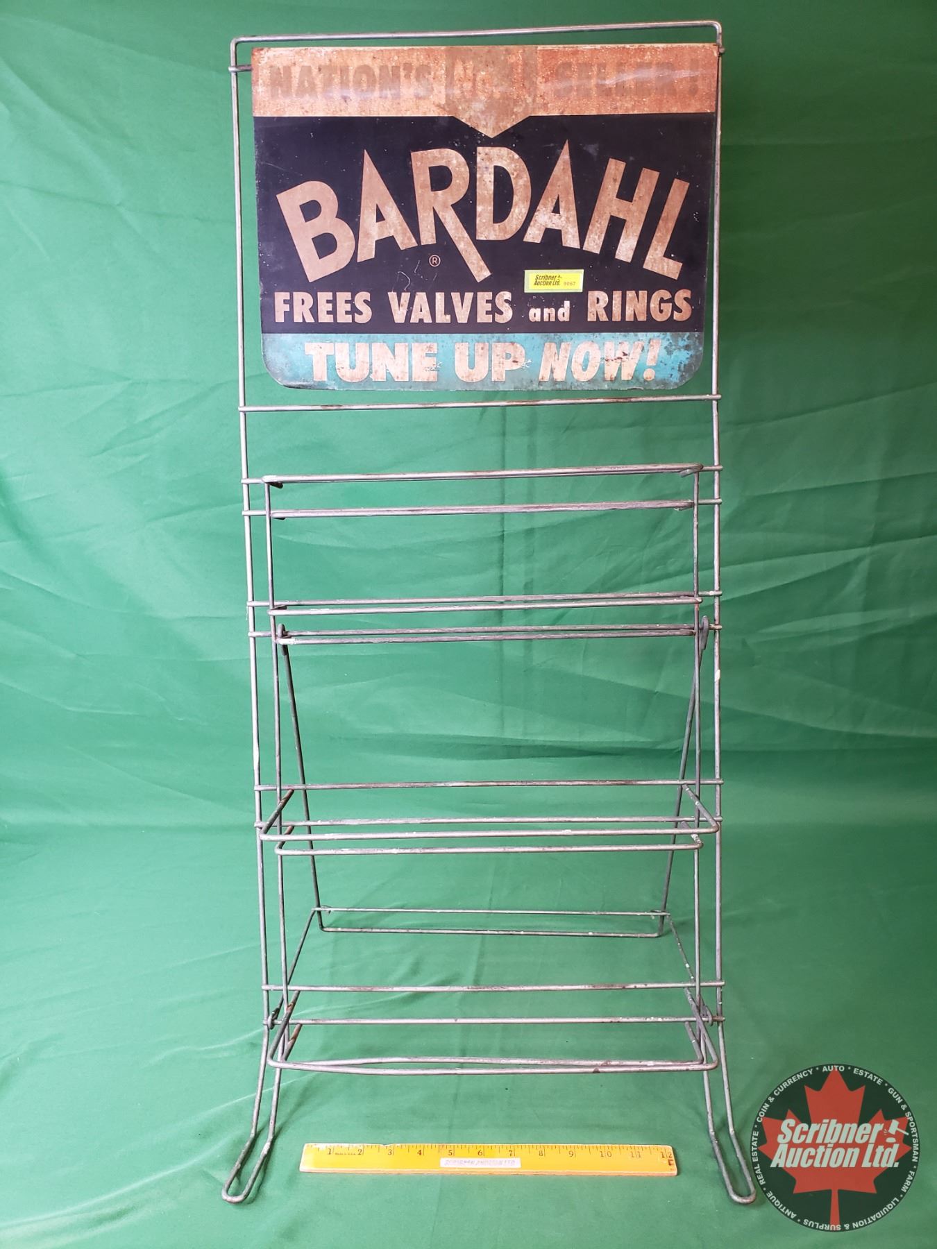 BARDAHL Store Display Rack w/Single Side Tin Sign (Rack Measures: 36