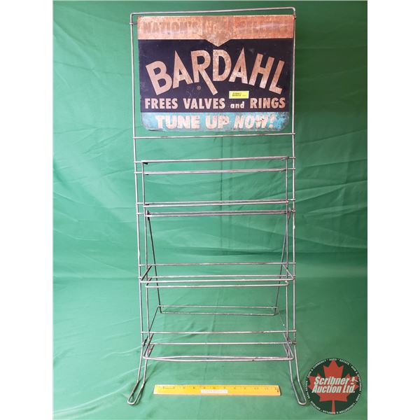 BARDAHL Store Display Rack w/Single Side Tin Sign (Rack Measures: 36