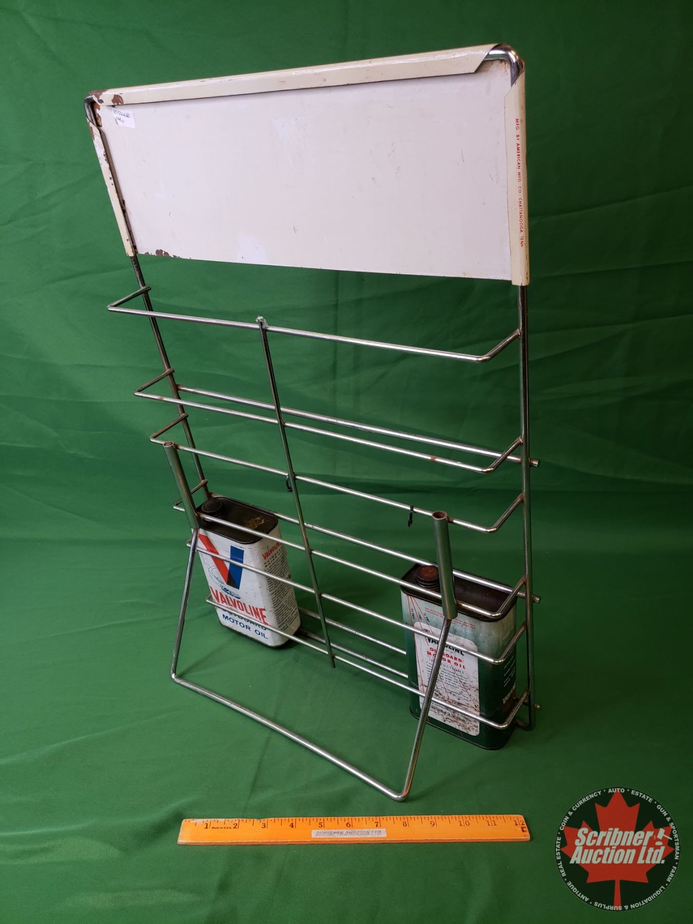VALVOLINE MOTOR OIL Store Display Rack w/2 Outboard Motor Oil Tins ...