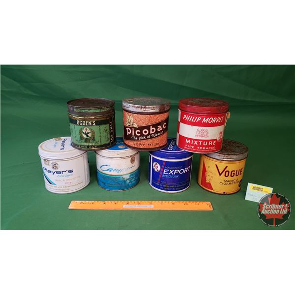 Tobacco Tins (7): Ogden's, Picobac, Players, Cameo, Philip Morris, Vogue, Export (SEE PICS!)