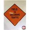 Image 2 : Single Side Aluminum Reflective Sign "YIELD TO ONCOMING TRAFFIC" (30"H x 30"W) (SEE PICS!)