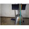Image 1 : 2 SNOW SHOVELS, BROOMS, AXE