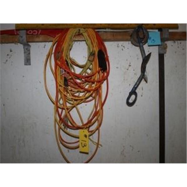 ELECTRIC CORDS, SHEARS, YARD STICK, FISHING POLE