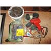 Image 1 : PAIL OF NAILS, 4 CASTORS, SOLDERING GUN, WRENCHES, BIKE LOCK