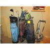 Image 1 : 3 GOLF BAGS C/W CONTENTS, GOLF HAND CART