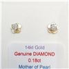 Image 1 : 14K  DIAMONDS (.18CT) MOTHER OF PEARL(0.35CT) EARRINGS