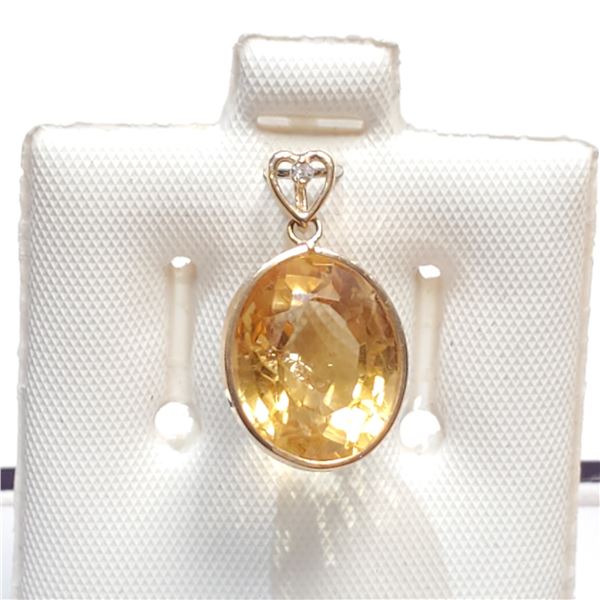 14K  HESSONITE GARNET(4CT) PENDANT