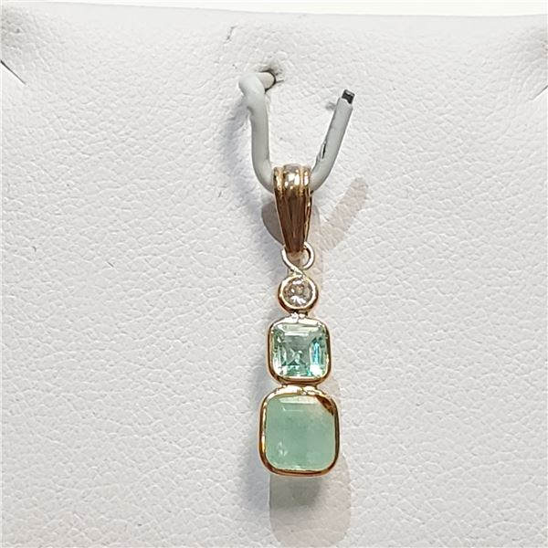 14K  EMERALD(1.15CT) DIAMOND(0.08CT) PENDANT