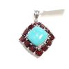 Image 1 : SILVER TURQUOISE & GARNET PENDANT