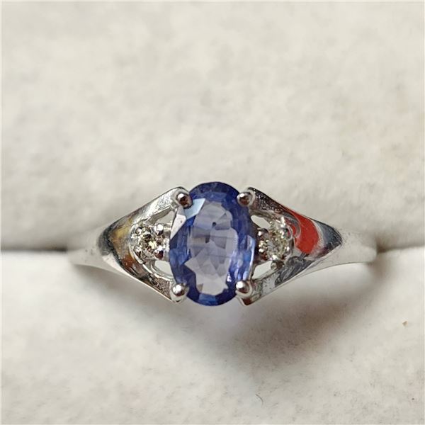 10K  SAPPHIRE-CEYLON(0.9CT) DIAMOND(0.04CT) RING SIZE 7