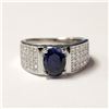 Image 1 : SILVER SAPPHIRE(2.6CT) CZ(2.4CT) RING SIZE 10