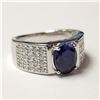 Image 2 : SILVER SAPPHIRE(2.6CT) CZ(2.4CT) RING SIZE 10