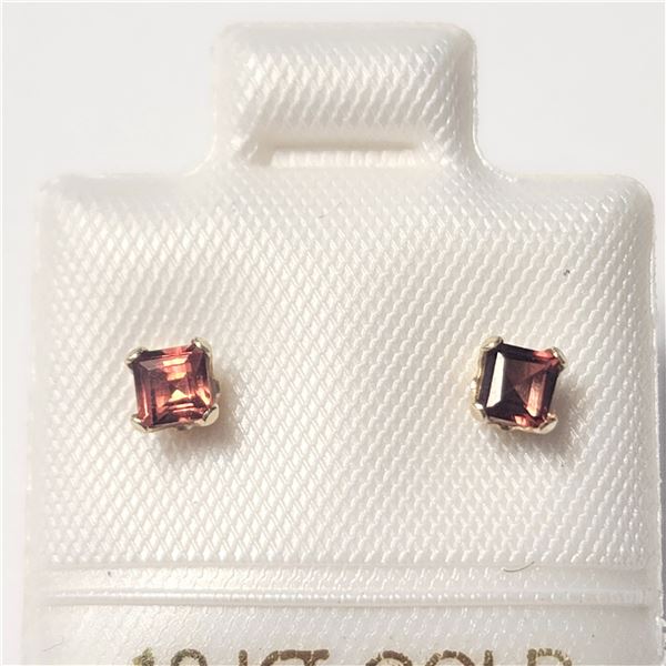 10K  PRINCESS CUT GARNET EARRINGS