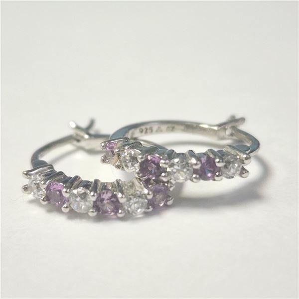 SILVER CREATED ALEXANDRITE EARRINGS