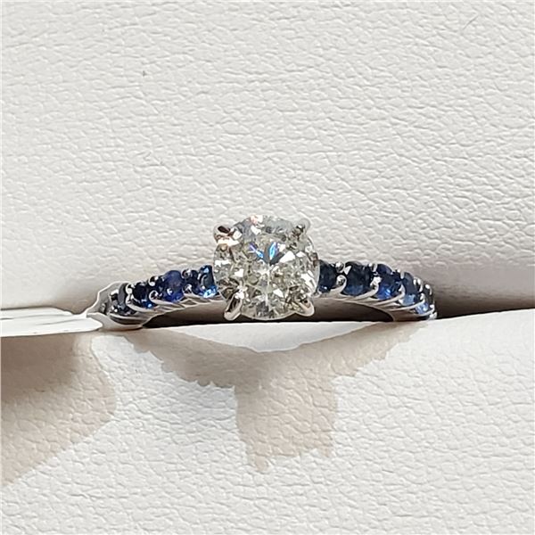 14K  DIAMOND (1CT) NATURAL BLUE SAPPHIRES(0.5CT) RING SIZE 6