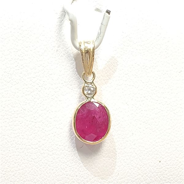 14K  RUBY(2CT) DIAMOND(0.08CT) PENDANT