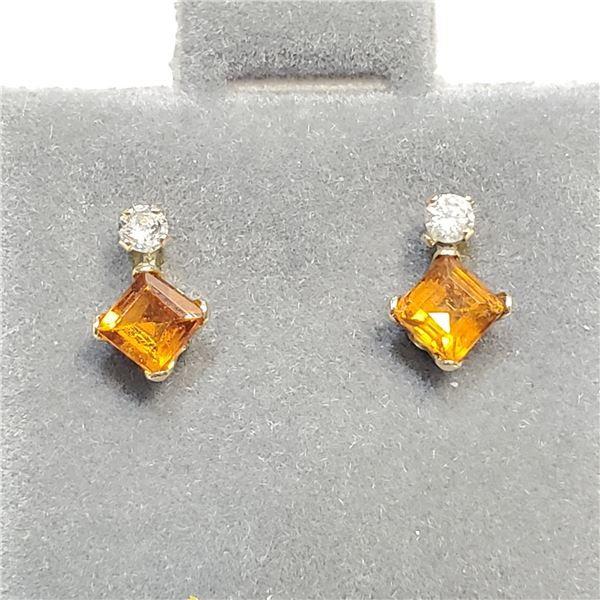 10K  CITRINE(0.44CT) DIAMOND(0.06CT) EARRINGS