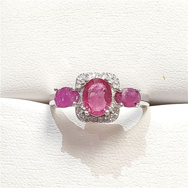 SILVER RUBY RING SIZE 7.5