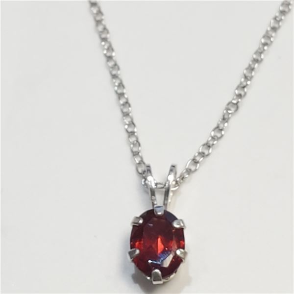 SILVER GARNET NECKLACE