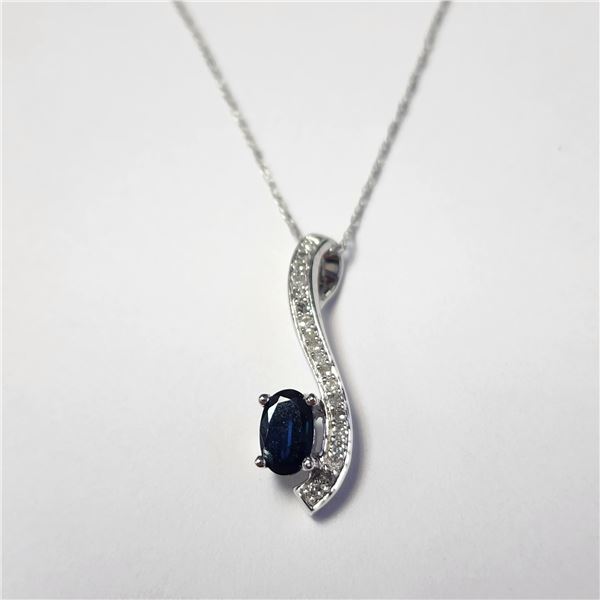 10K  SAPPHIRE 18"(0.5CT) DIAMOND(0.2CT) NECKLACE