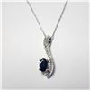 Image 1 : 10K  SAPPHIRE 18"(0.5CT) DIAMOND(0.2CT) NECKLACE