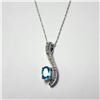 Image 1 : 10K  BLUE TOPAZ(0.5CT) DIAMOND(0.2CT) NECKLACE