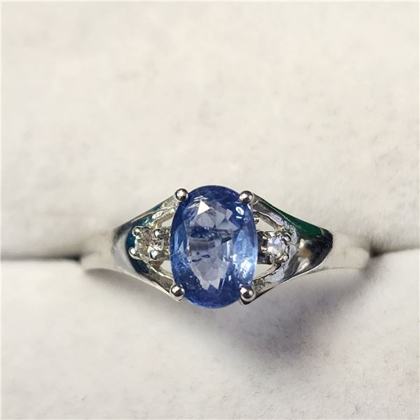 14K  BLUE SAPPHIRE(1CT) DIAMOND(0.06CT) RING SIZE 7