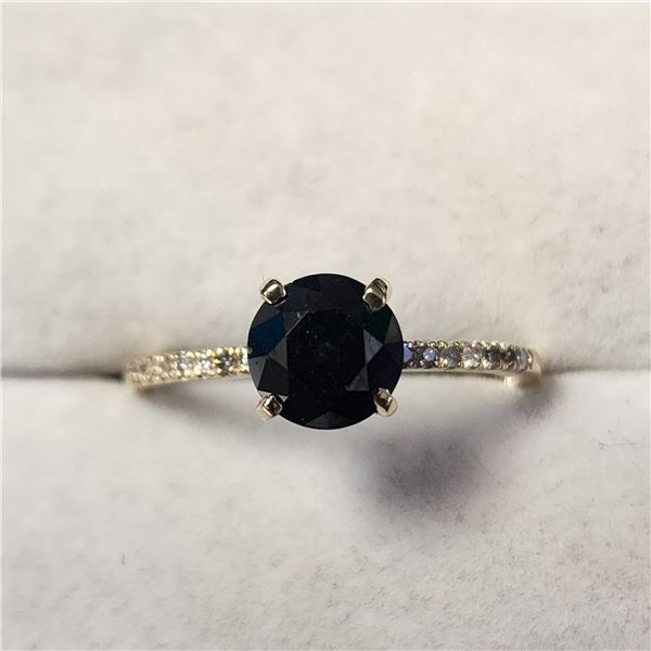 10K  BLACK DIAMOND(1CT) DIAMOND(0.06CT) RING SIZE 6.5