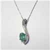 Image 1 : 10K  EMERALD 18"(0.5CT) DIAMOND(0.2CT) NECKLACE