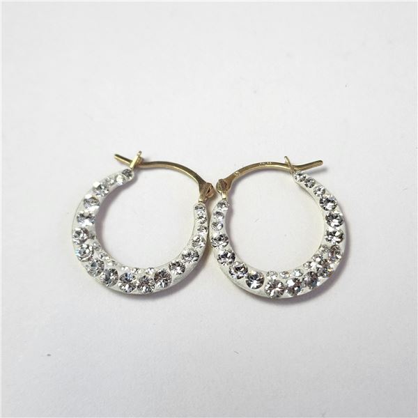 10K  CRYSTAL 0.67G HOOP EARRINGS