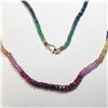 Image 2 : 14K YELLOW "GOLD FILLED" NATURAL RUBY EMERALD AND SAPPHIRE 16"(36CT) NECKLACE